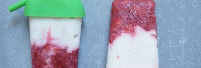 Healthy Strawberries and Cream Ice Lollies